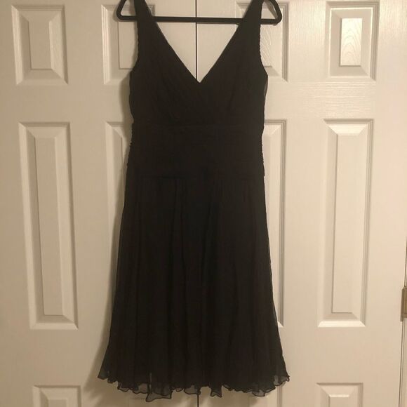 Tadashi Collection Black Silk Tea Length Dress - Picture 1 of 9